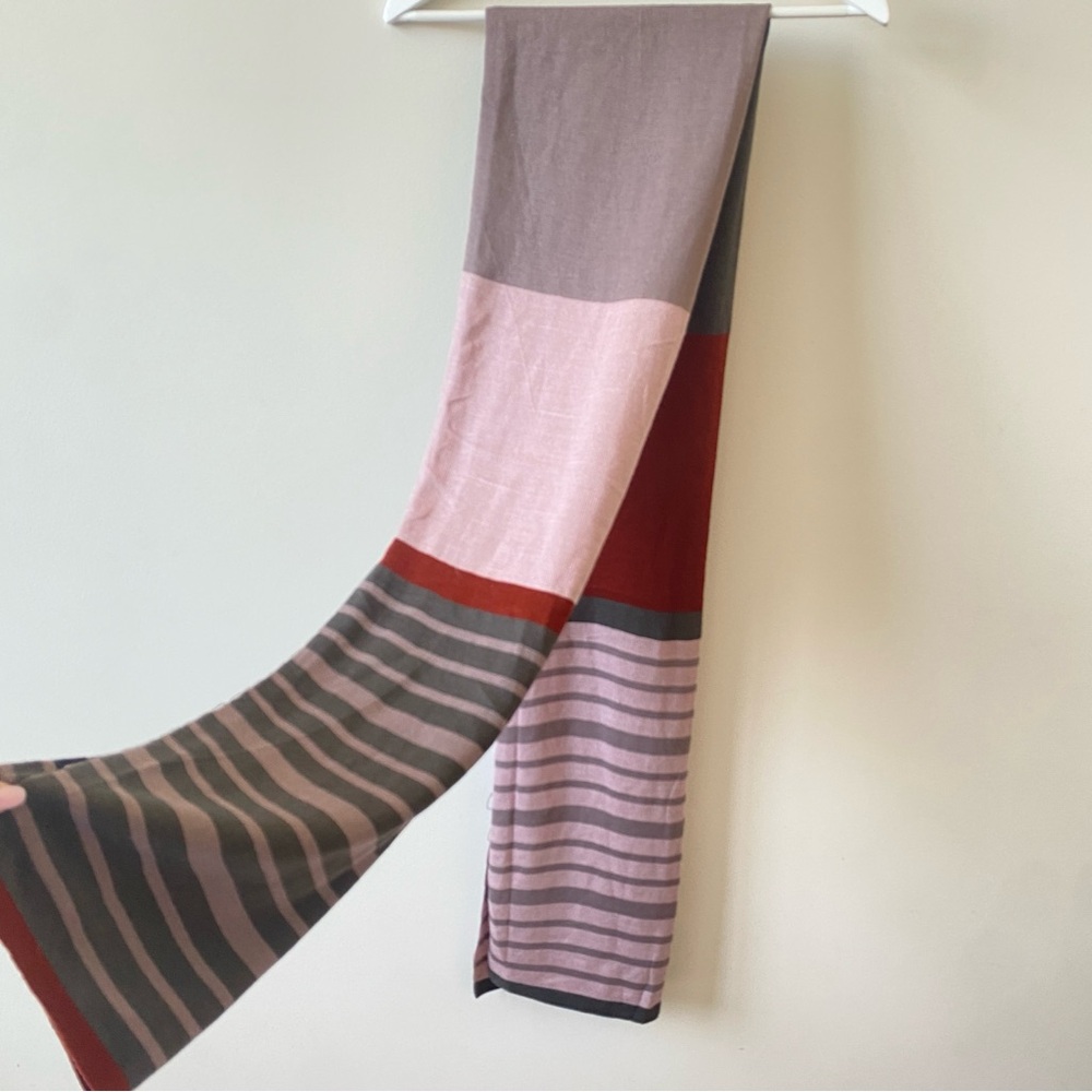 Pretty Persuasions Pink Burgundy Gray Striped Scarf